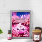 love bundle A Rose Quartz bracelet, Jasmine essential oil, scented candle with Rose Quartz crystals, and a mantra canvas to hang where love is needed.