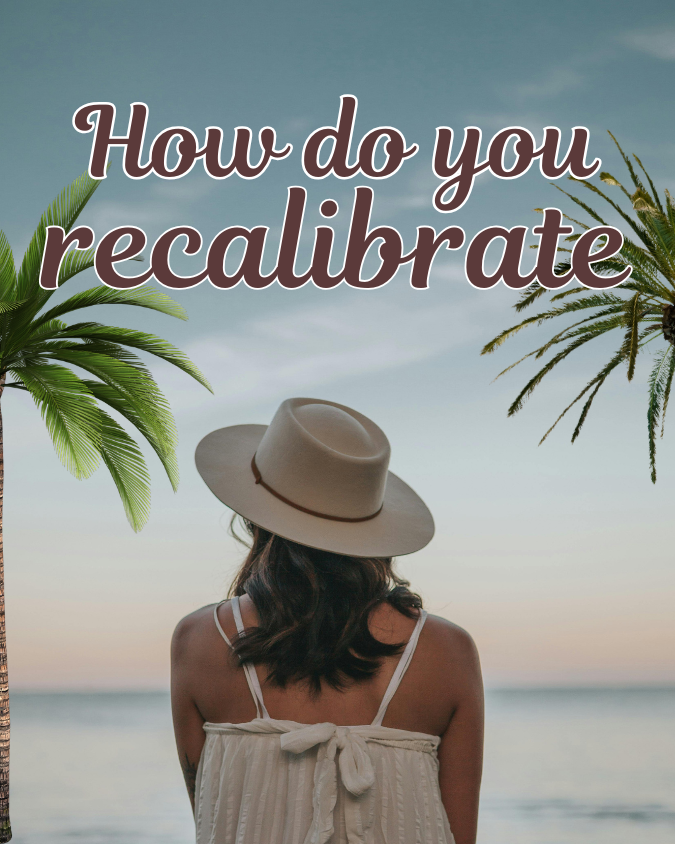 a woman recalibrating at the beach